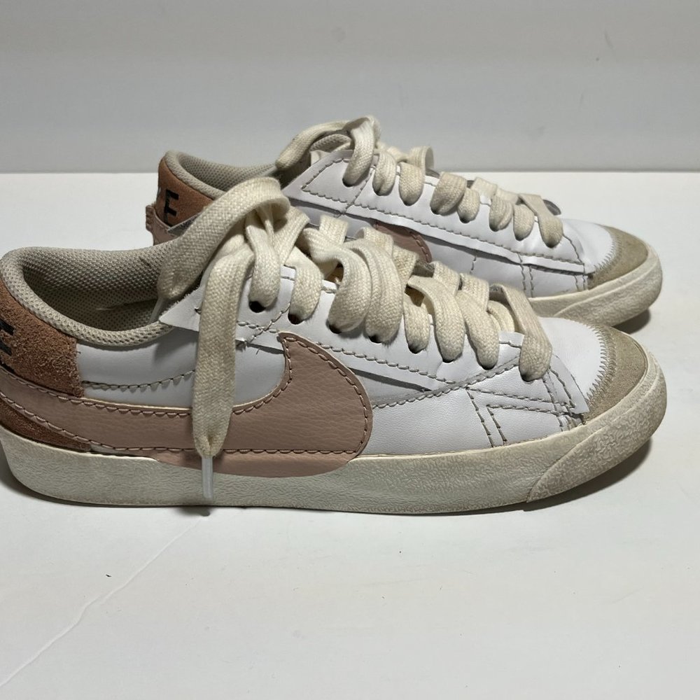 NIKE BLAZER Low 77 Womens  Size 9 Jumbo Swish White Pink Oxford DQ1470-102